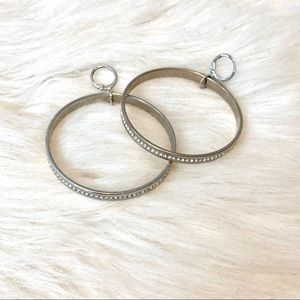 Silver Diamond Hoop Earrings